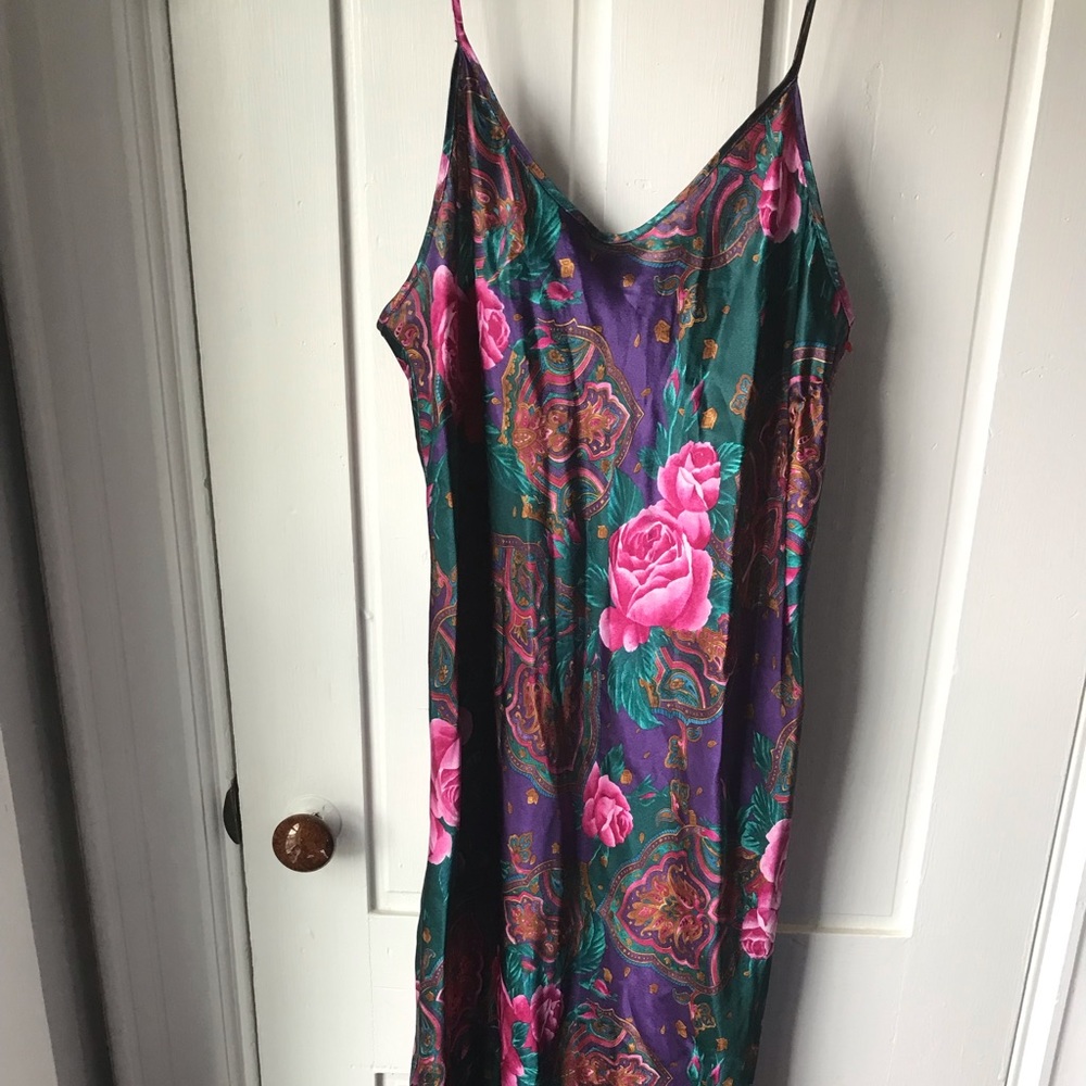 Vintage Floral Silky Nightgown